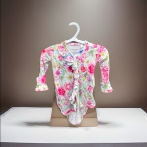 Posh Peanut Pink Floral Ruffled Bodysuit